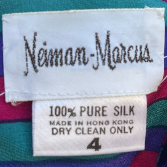 Neiman Marcus Silk Striped Skirt Set Vintage Blouse Matching Outfit Size 4 - Picture 4 of 5